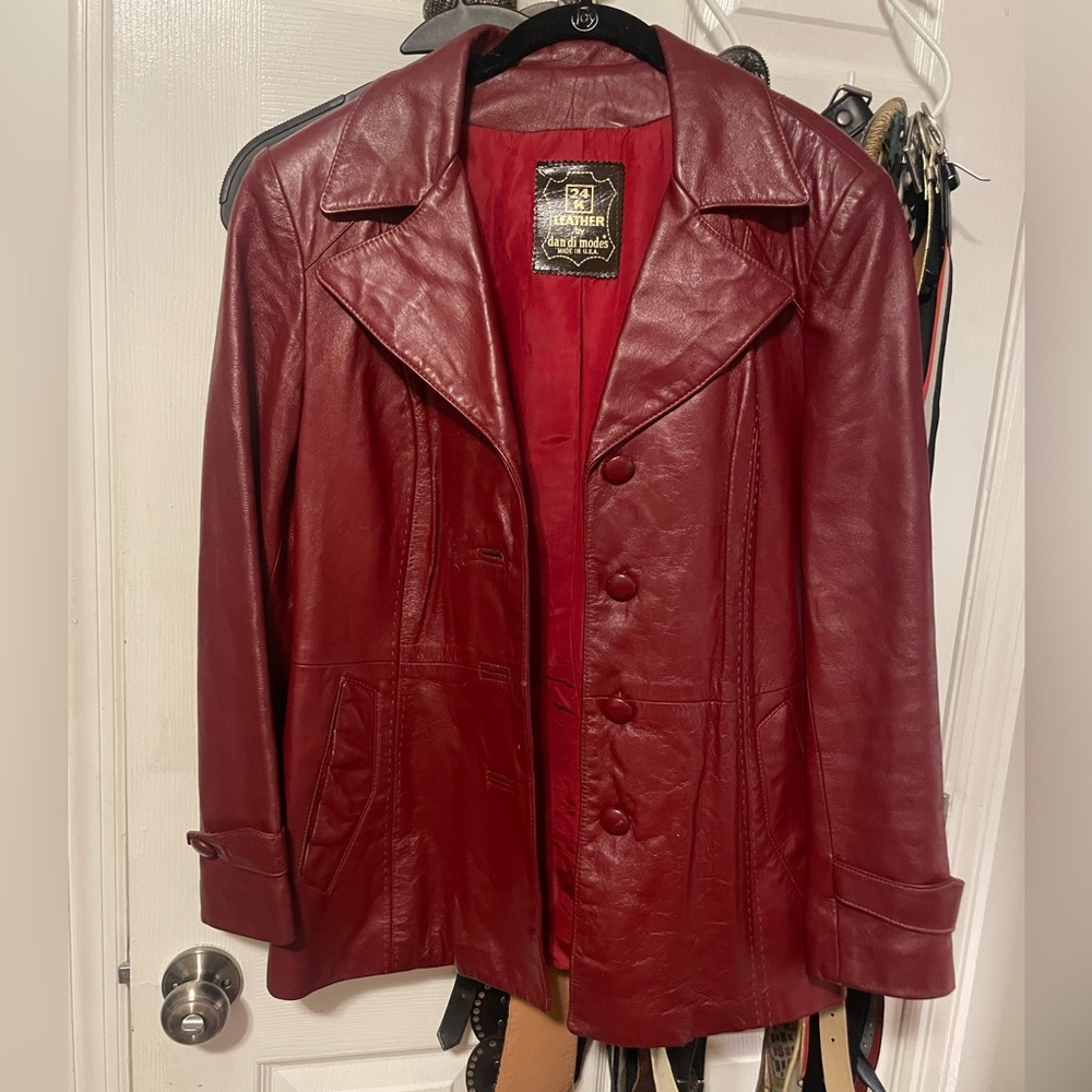 24k Leather by Dan di Modes Red Leather Vintage Jacket